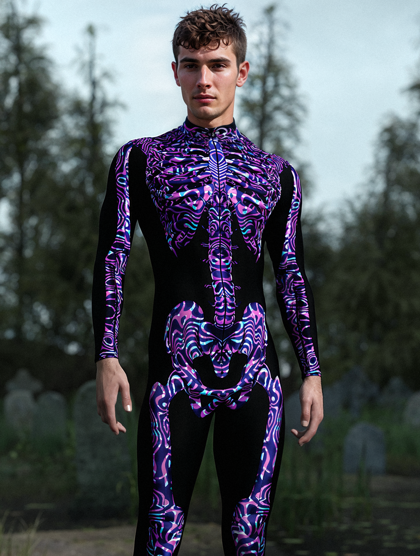 Purple Madness Skeleton Male Costume 1