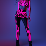 Halftone Skeleton Pink Mesh Leggings Set