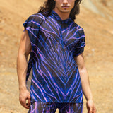 Magenta Burst Mesh Male Split Pants