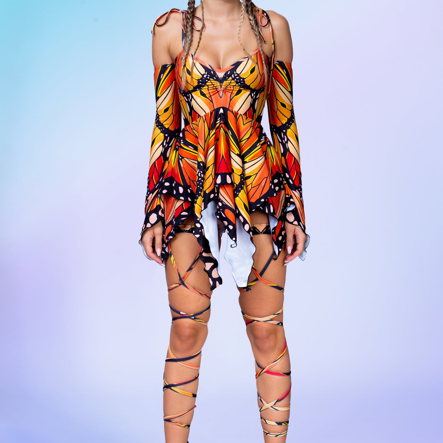 Autumn Butterfly Pixie Dress Orange, Yellow