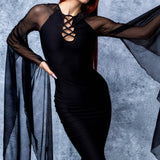 Blackout Lace Up Gown Dress