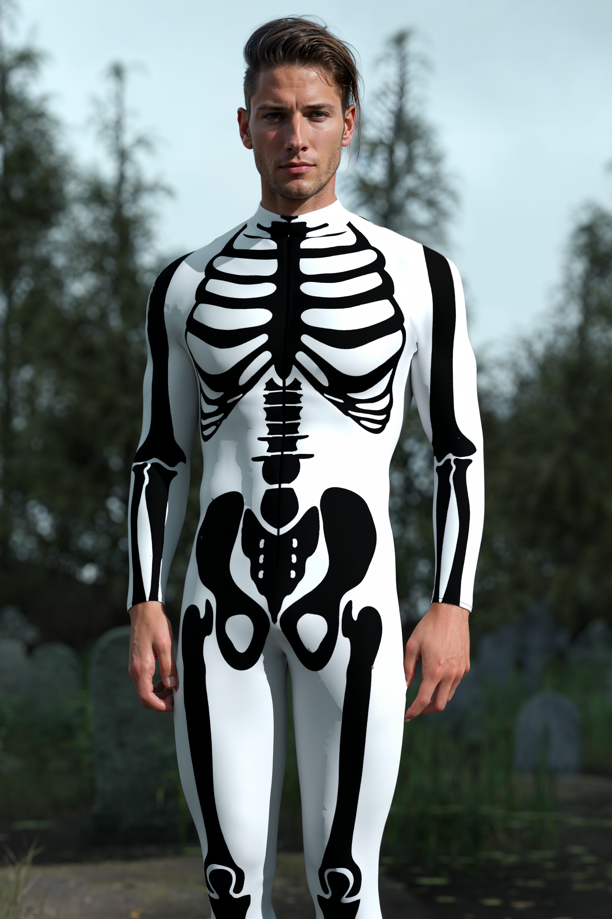 White Bossy Skeleton Male Costume 1