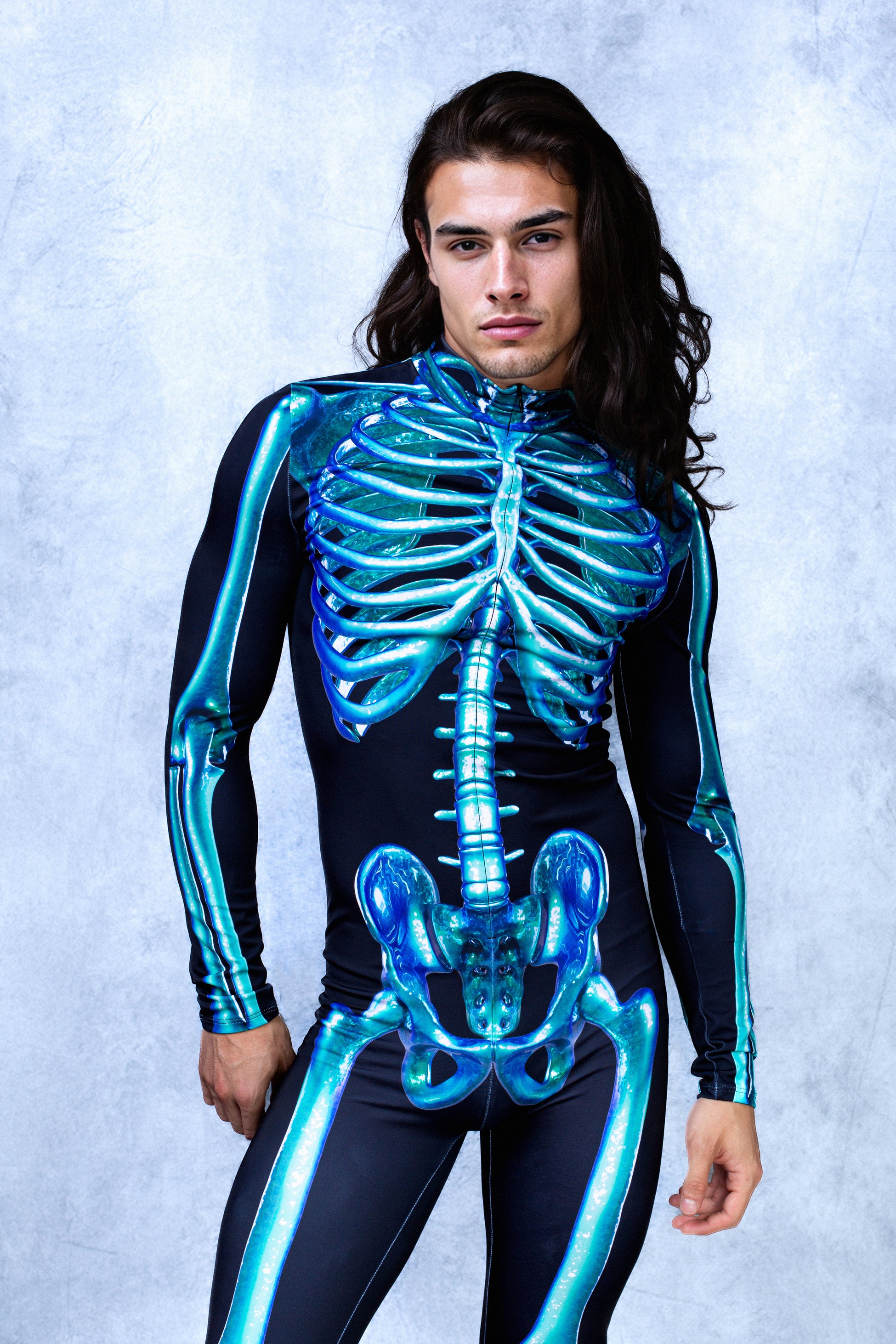 Blue Candy Skeleton Male Costume 1