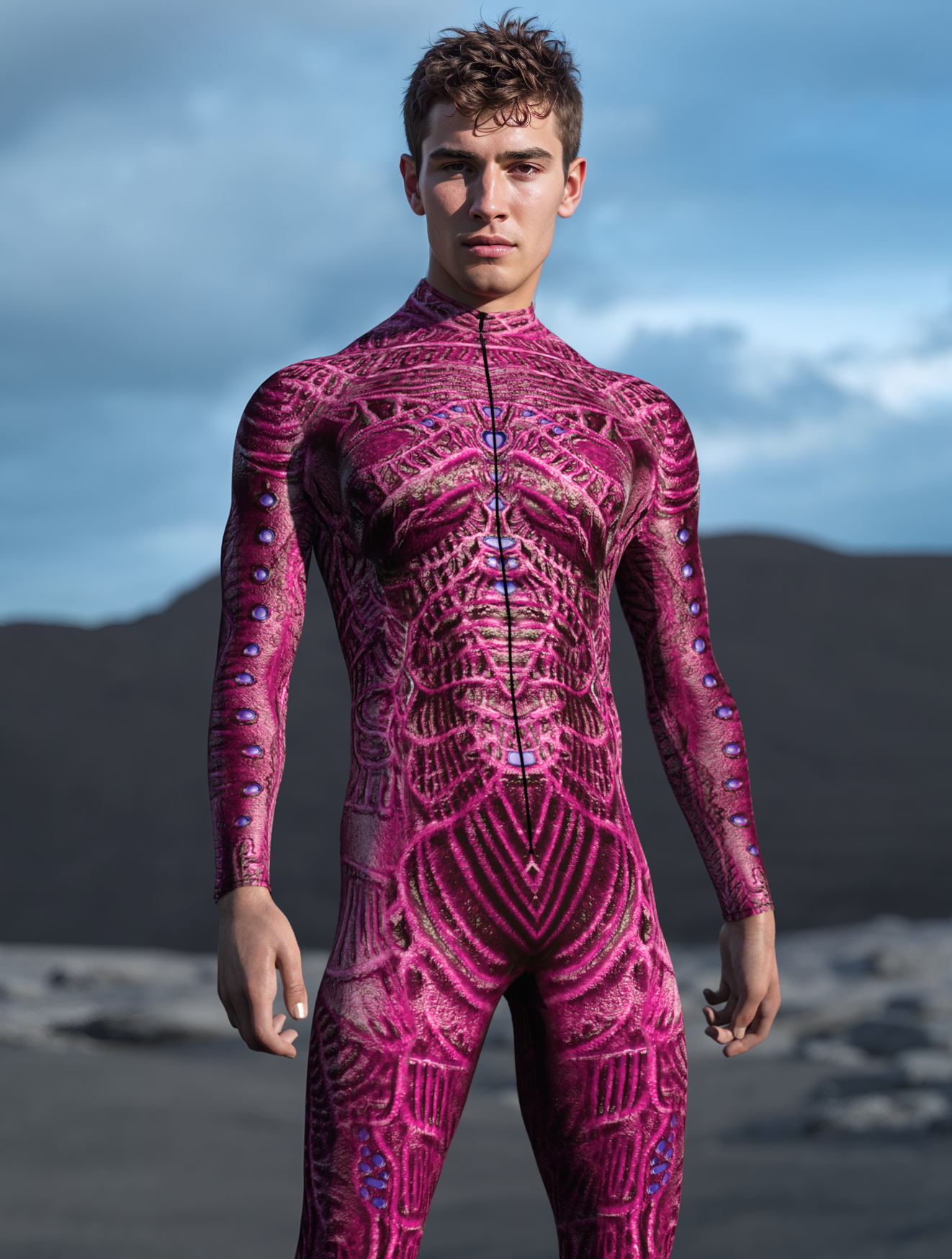 Pink Insect Zombie Male Costume 1
