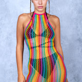 Vibe Stripes Mesh Mini Dress