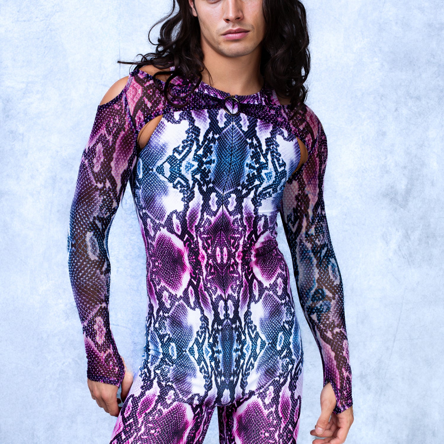 Purple Piton Male Short Romper