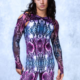 Purple Piton Male Short Romper