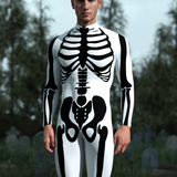 White Bossy Skeleton Male Costume