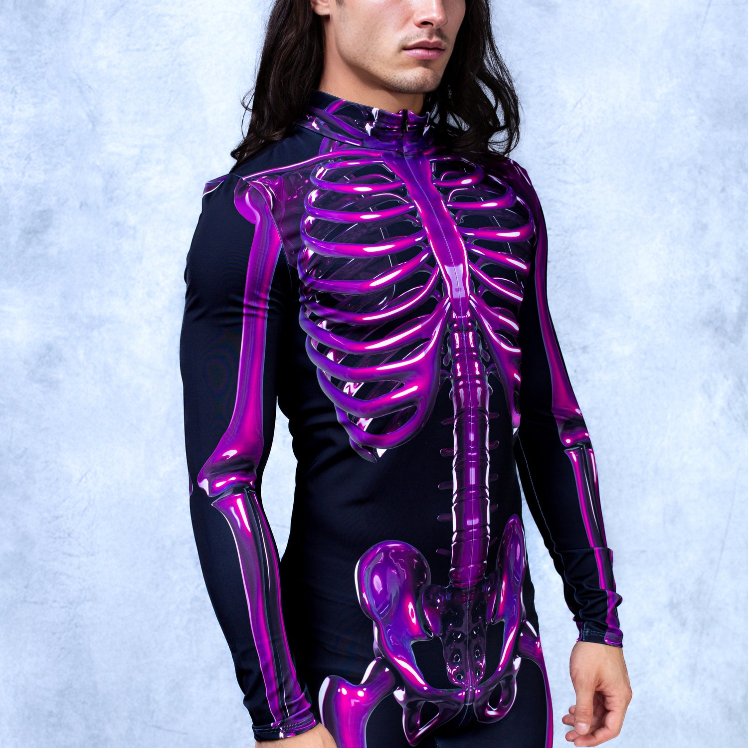 Purple Candy Skeleton Male Costume