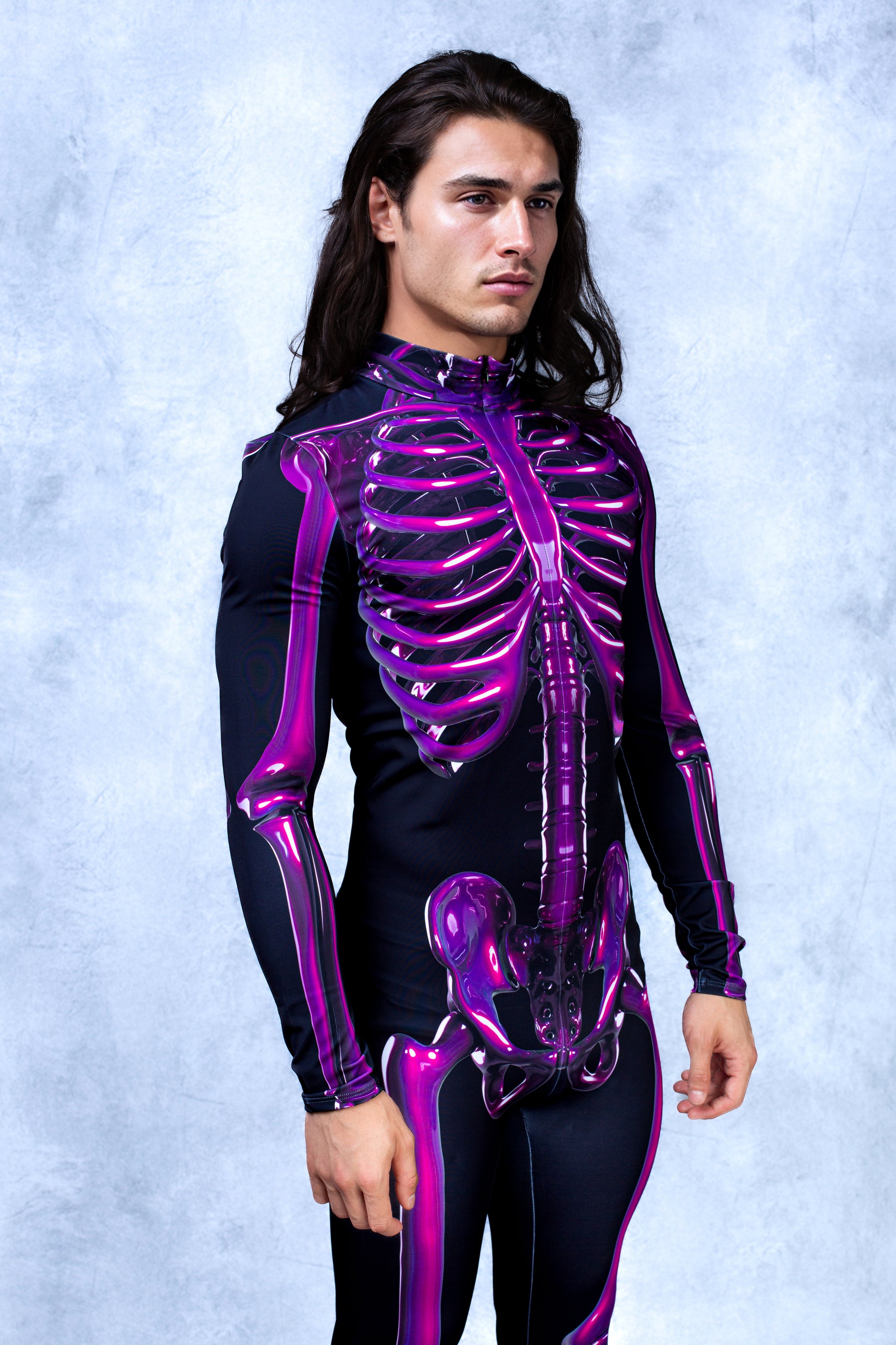 Purple Candy Skeleton Male Costume 1