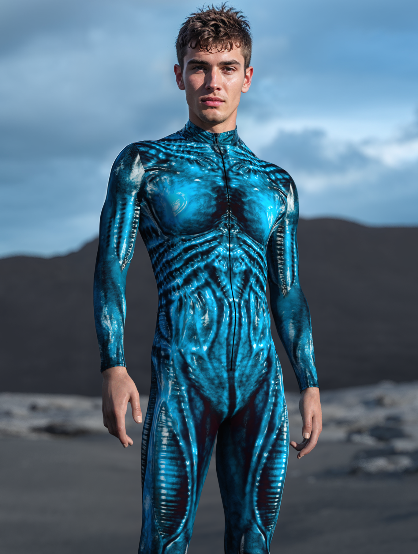 Exomorph Blue Male Costume 1