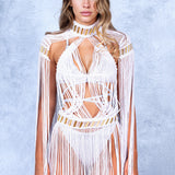 White Mirage Fringe Dress