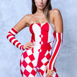 Red Clown Strapless Romper