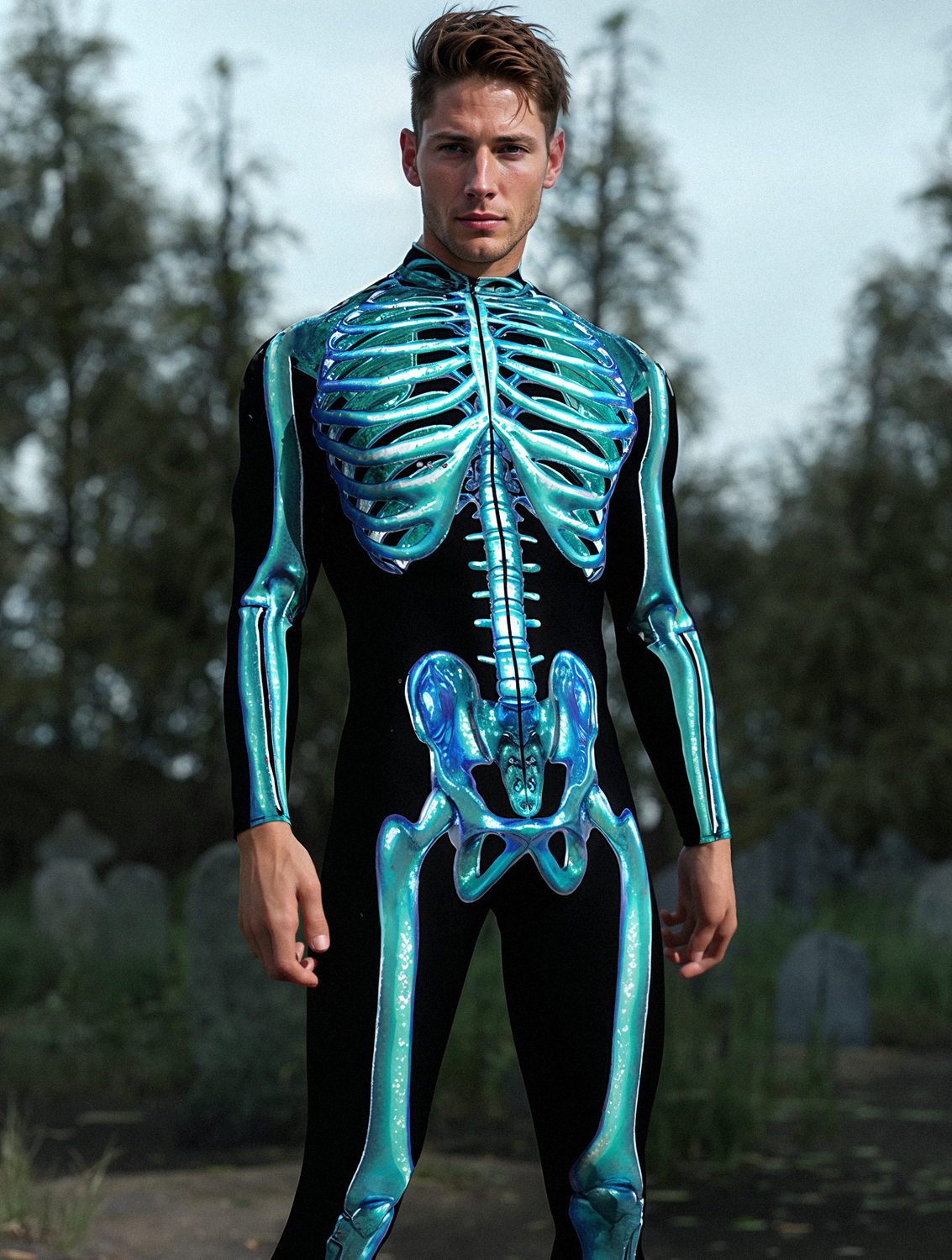 Blue Candy Skeleton Male Costume
