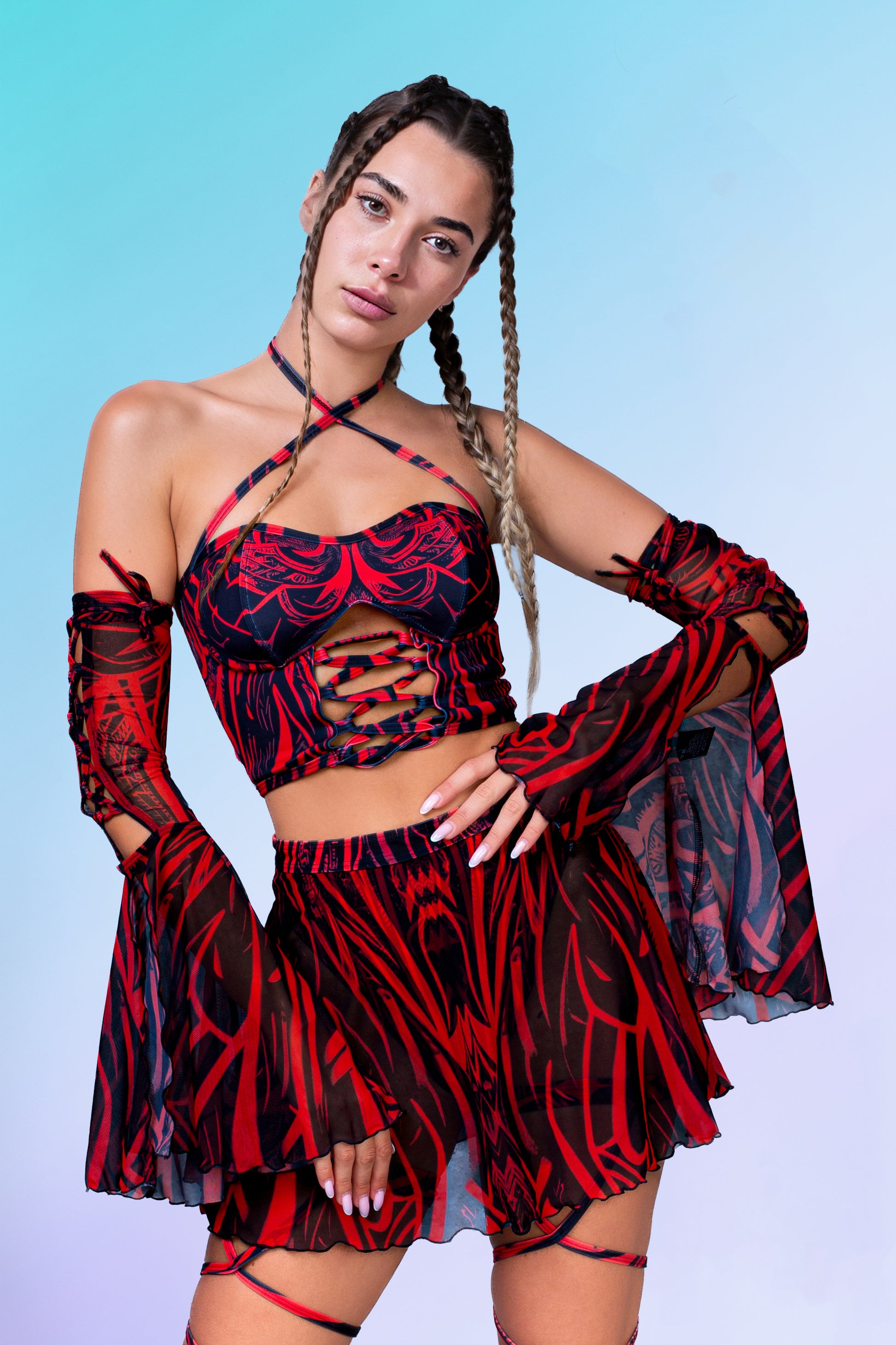 Witch Unholy Red Bikini Skirt Set 2