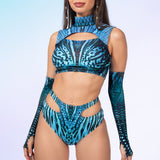 Blue Hypnotic Cutout Rave Set