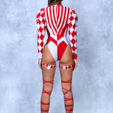 Red Clown Buffon Sleeve Bodysuit