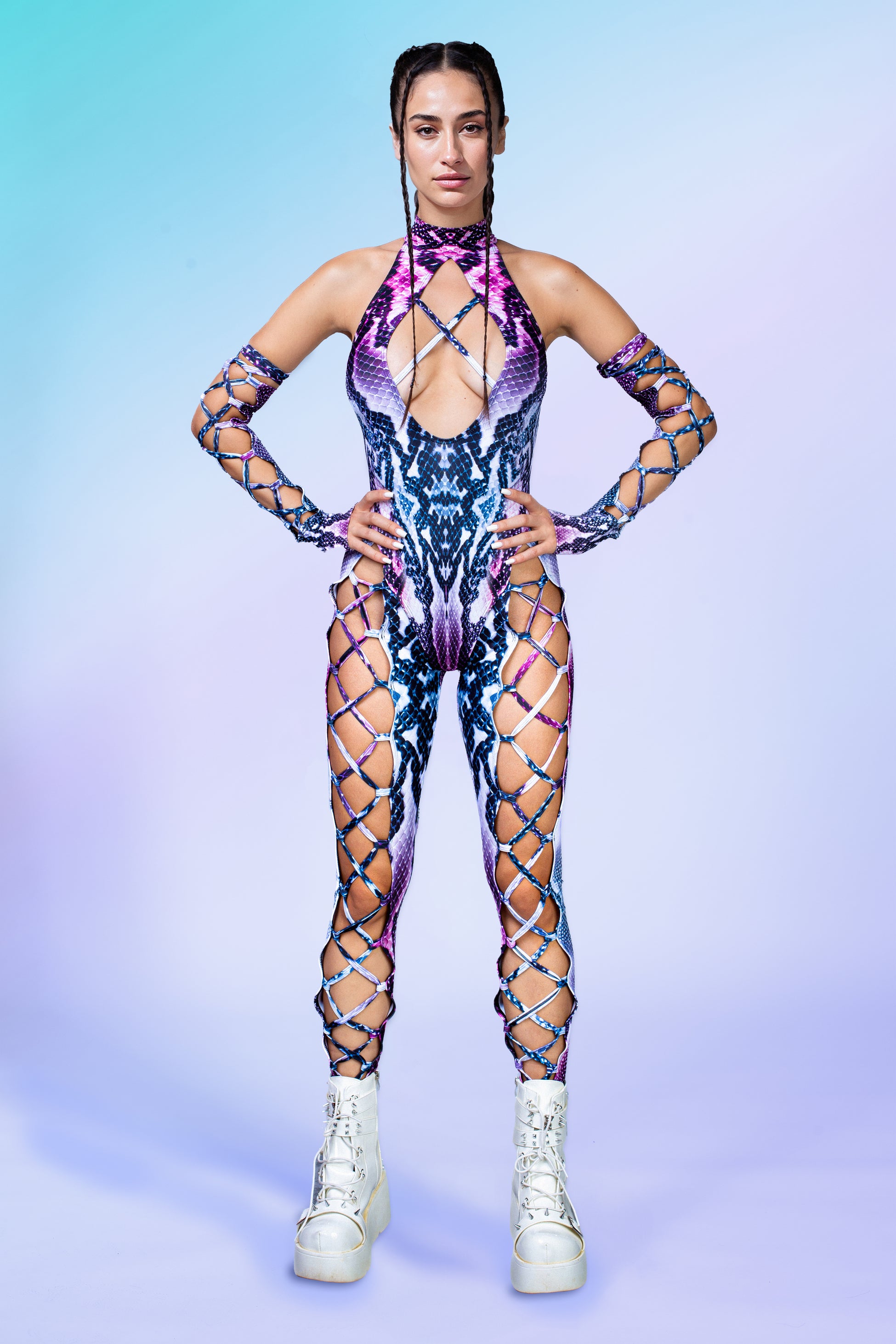 Purple Piton Criss-Cross Jumpsuit Set 2