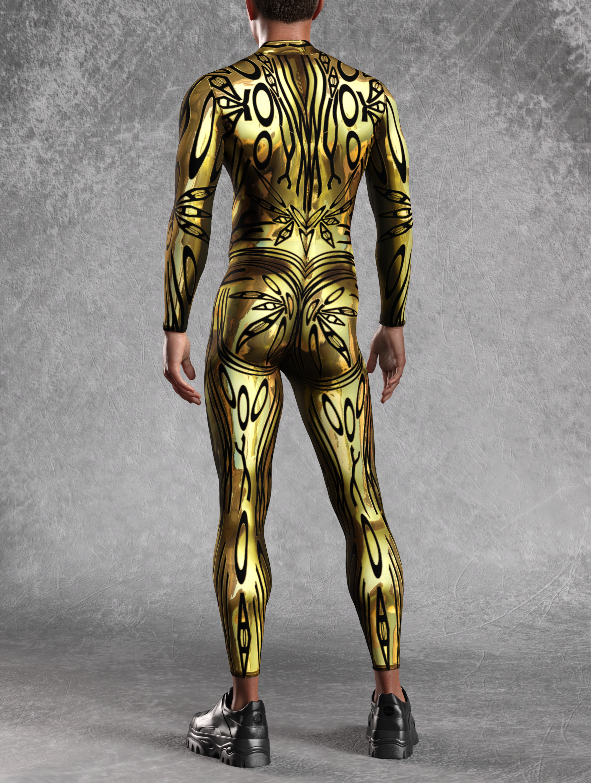 Corrupted Gold Male Costume Lycra