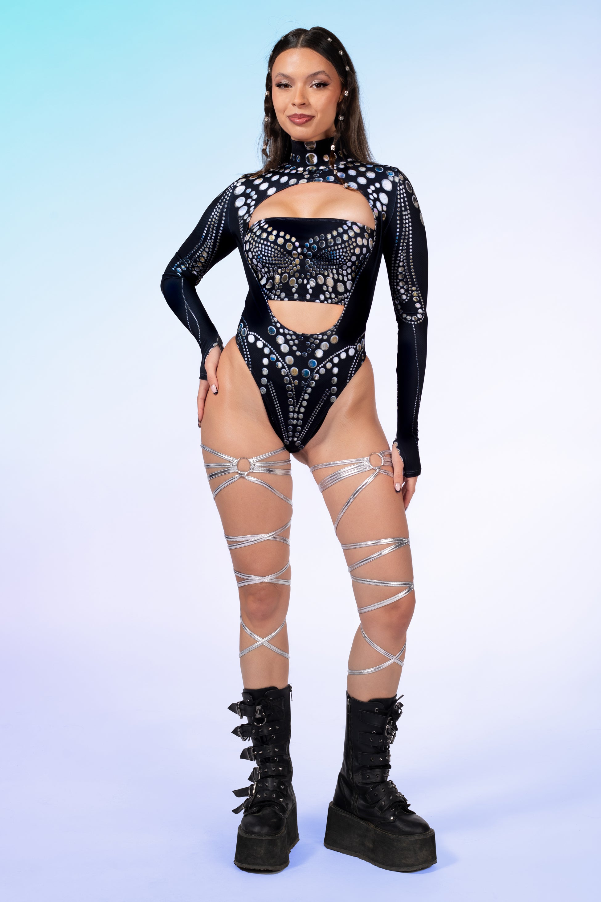 Paneled Monium Open-Heart Leotard 2