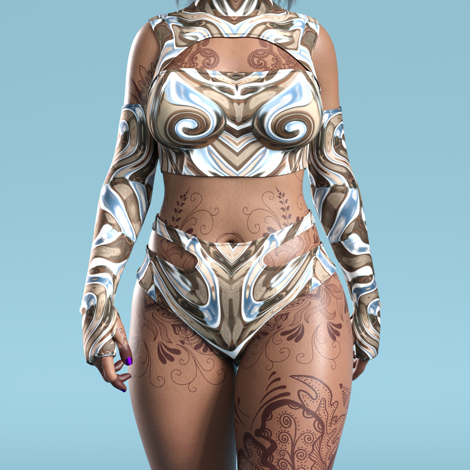 Women Mecha Vortex Mesh Wings
