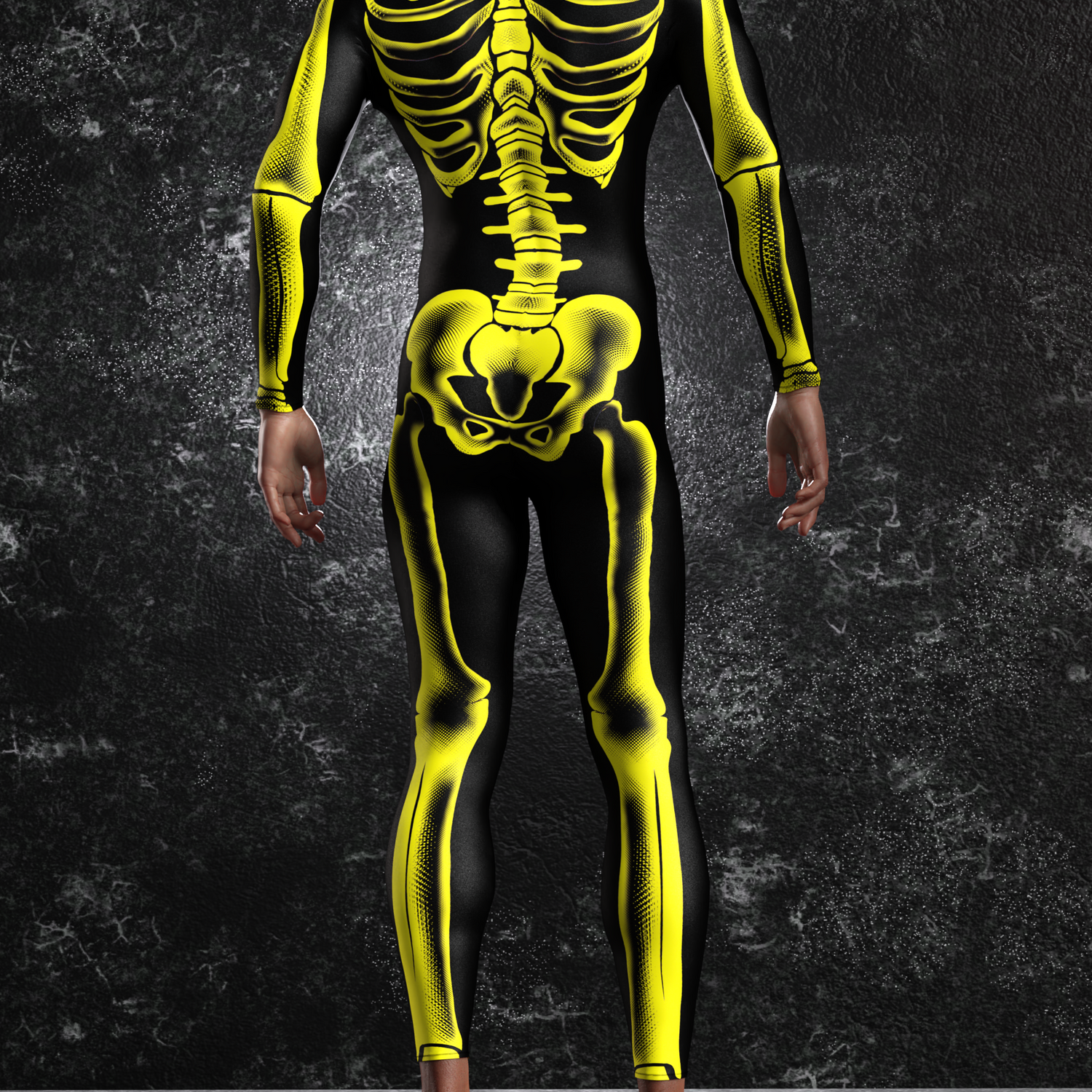 Halftone Skeleton Yellow Male Costume Club