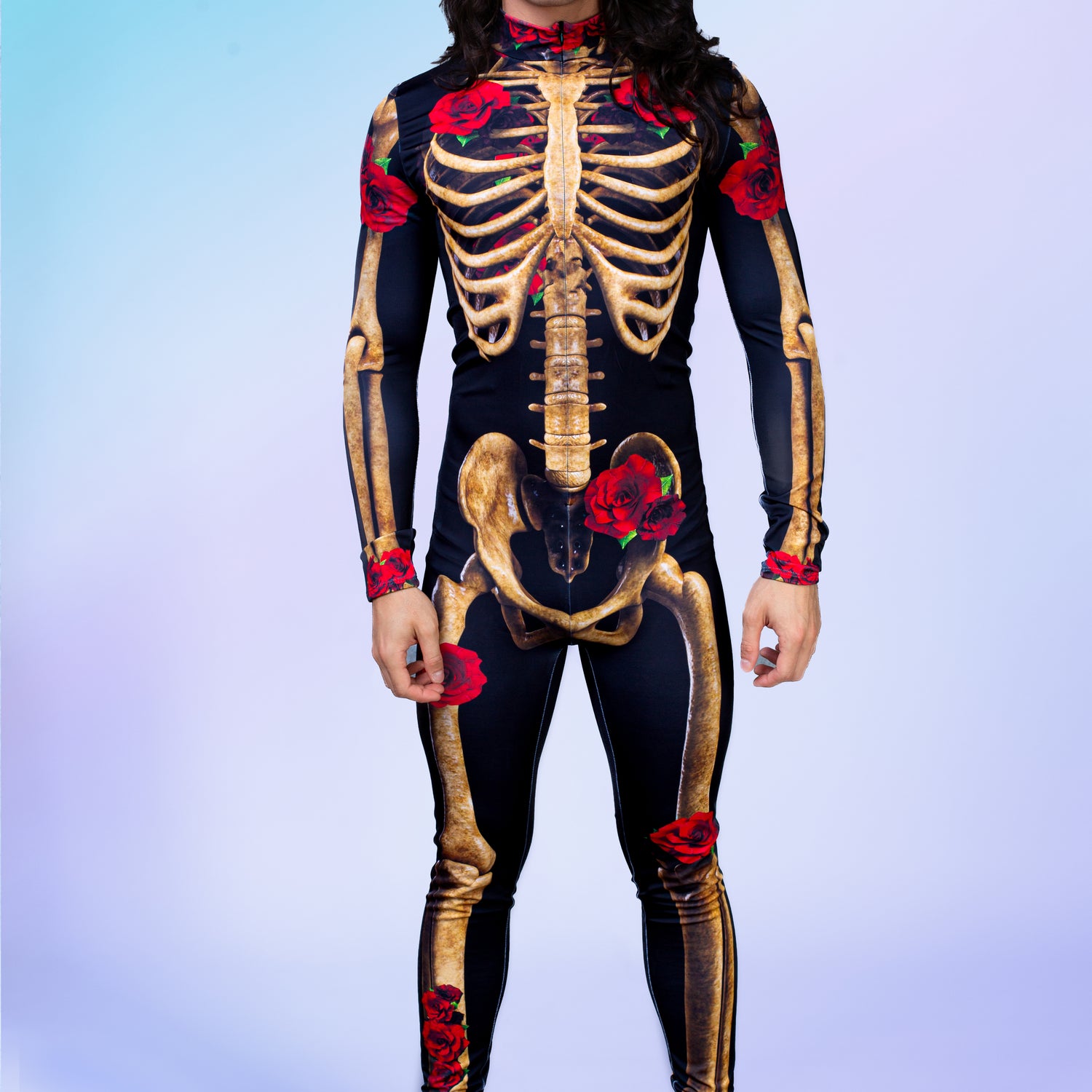 Rose Skeleton Male Costume Red, Yellow