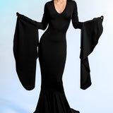 Mrs. Addams Puddle Train Gown Dress
