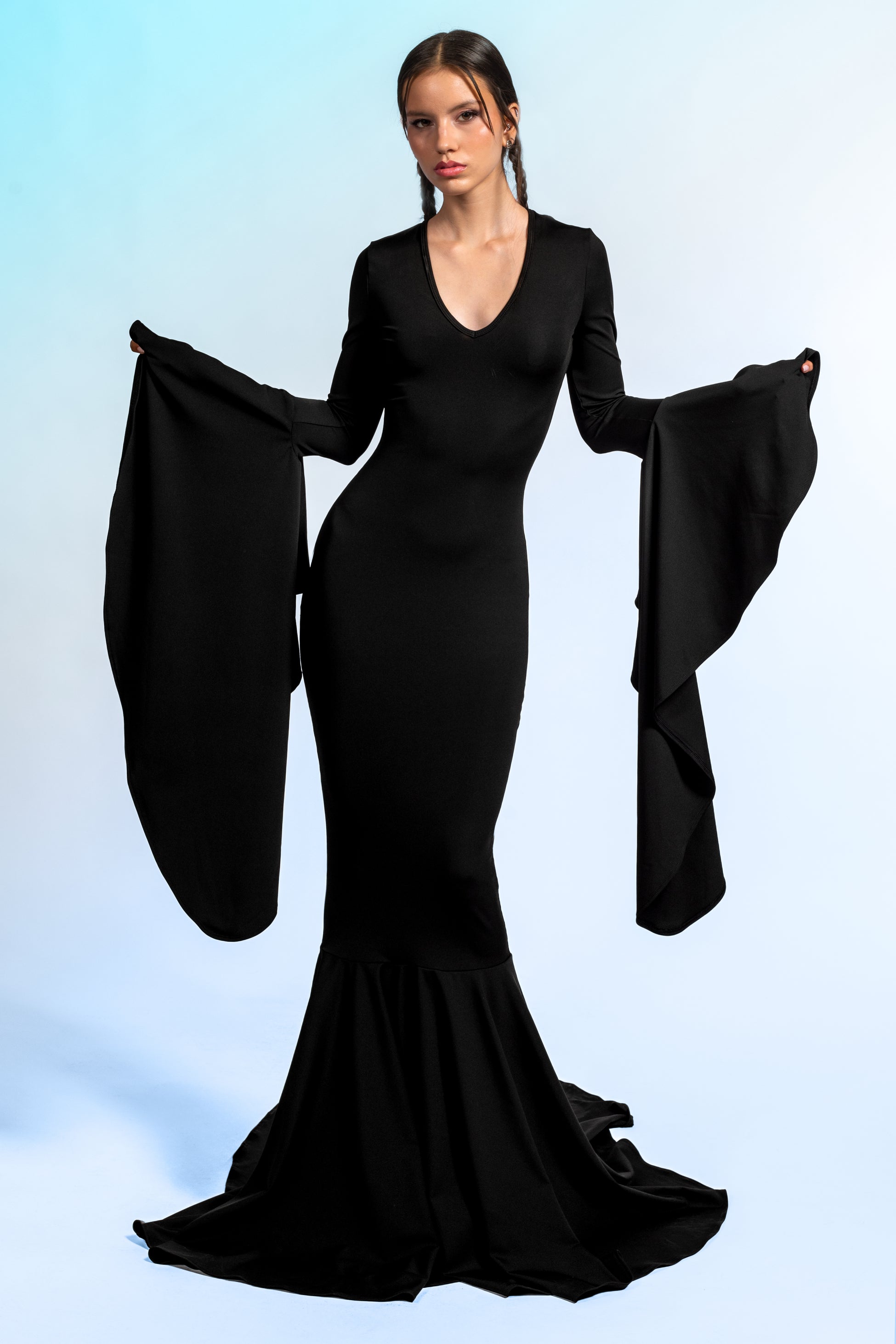 Mrs. Addams Puddle Train Gown Dress 2
