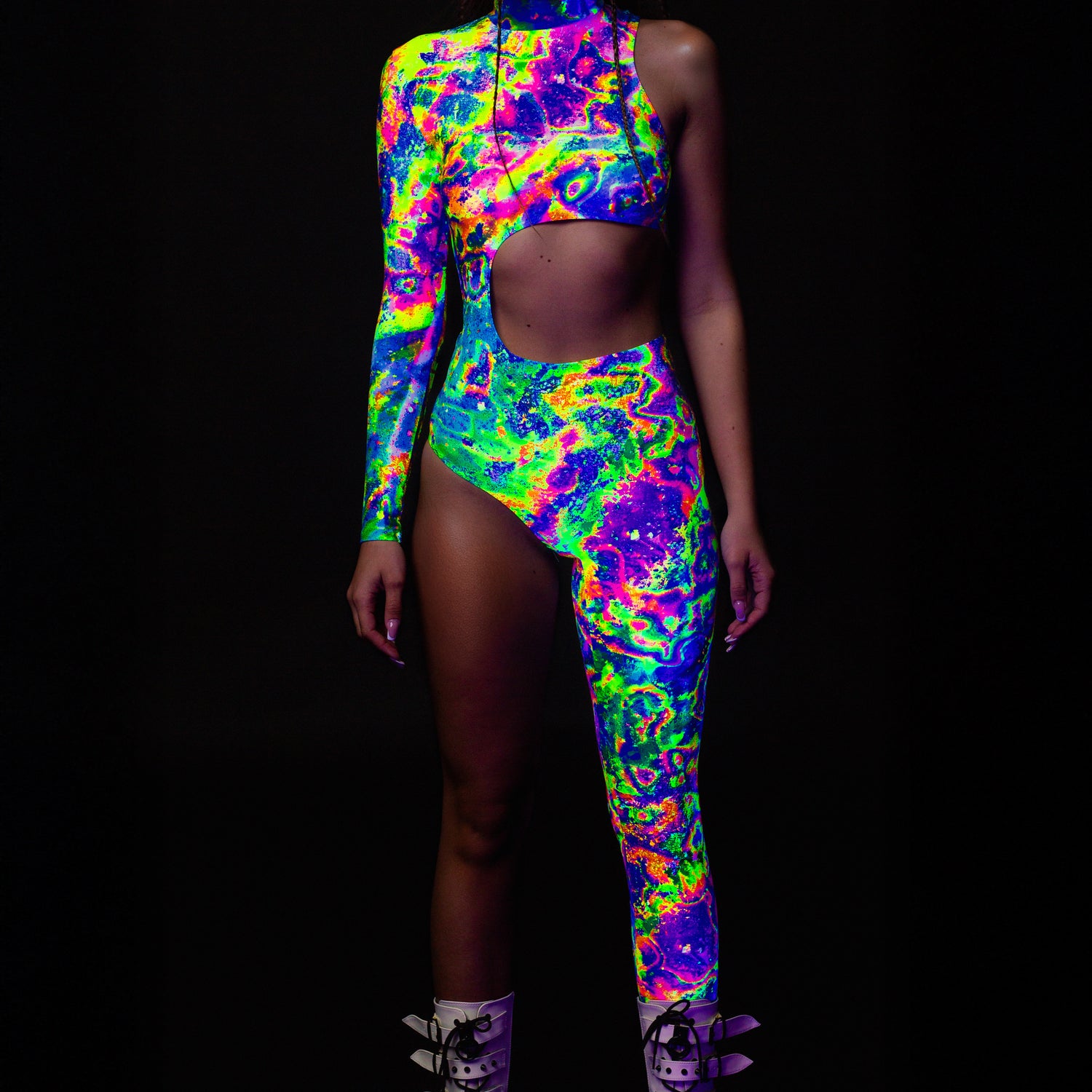 Broad Horizons Asymmetrical Costume Lycra, UV Reactive