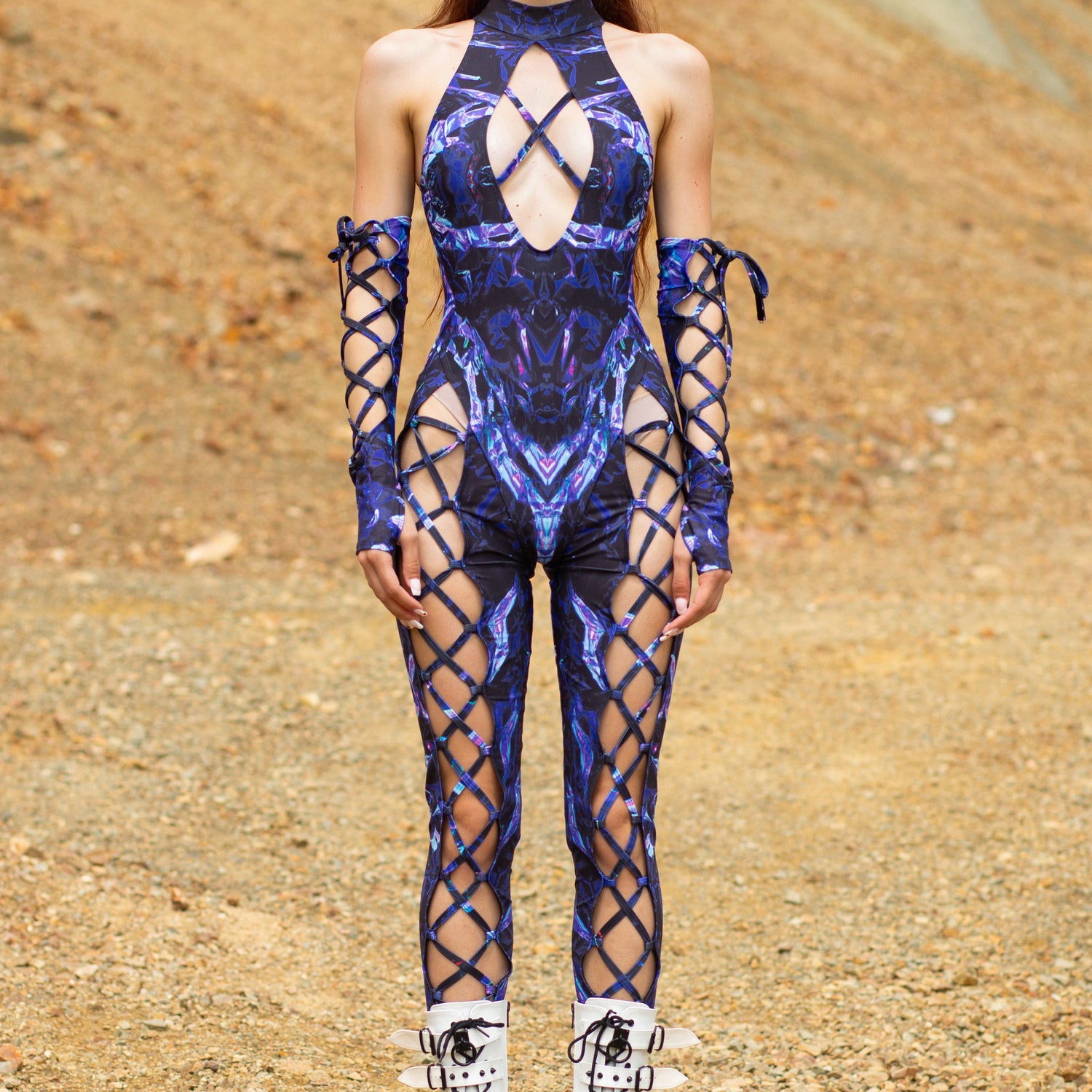 False Dawn Criss-Cross Jumpsuit Blue