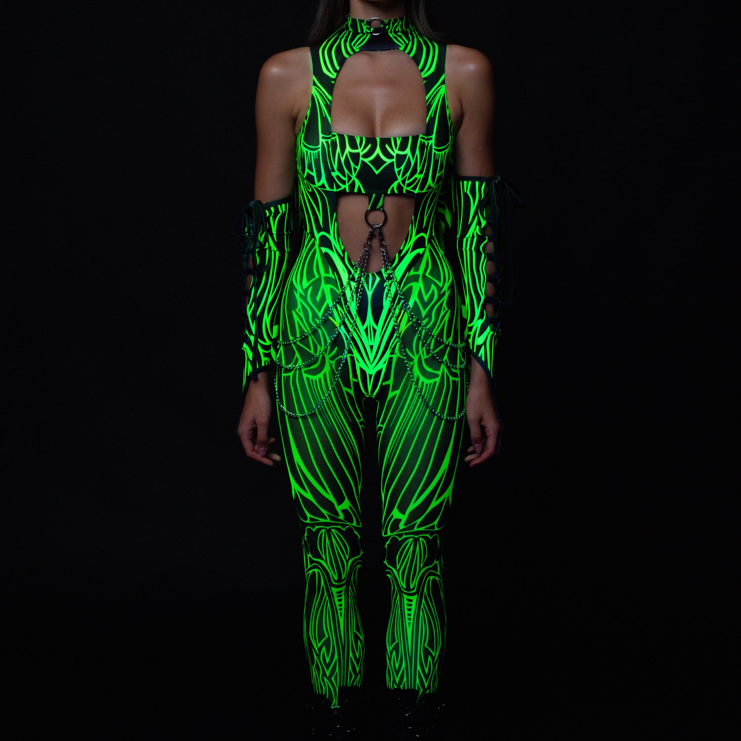 Shadewhisper Green Mesh Wings Lycra, Mesh, UV Reactive
