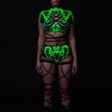 Halftone Skeleton Green Criss Cross Set
