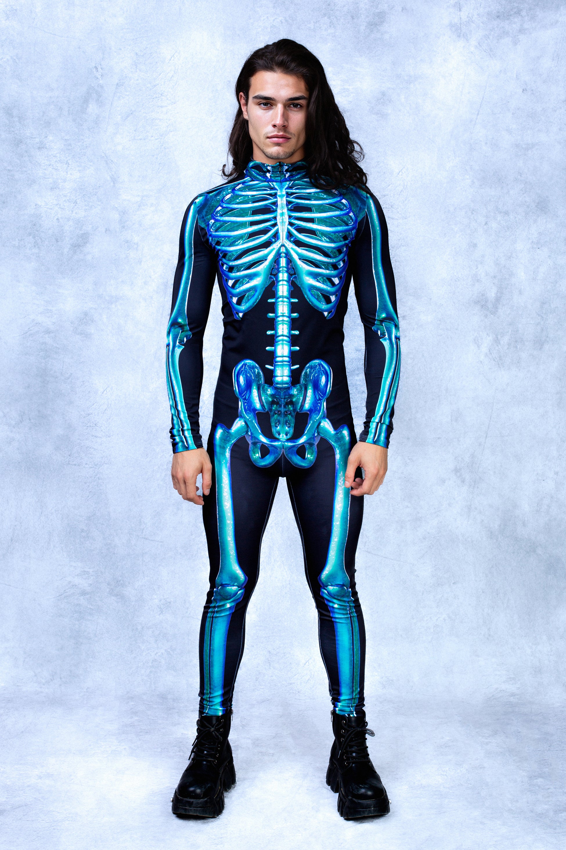 Blue Candy Skeleton Male Costume 2