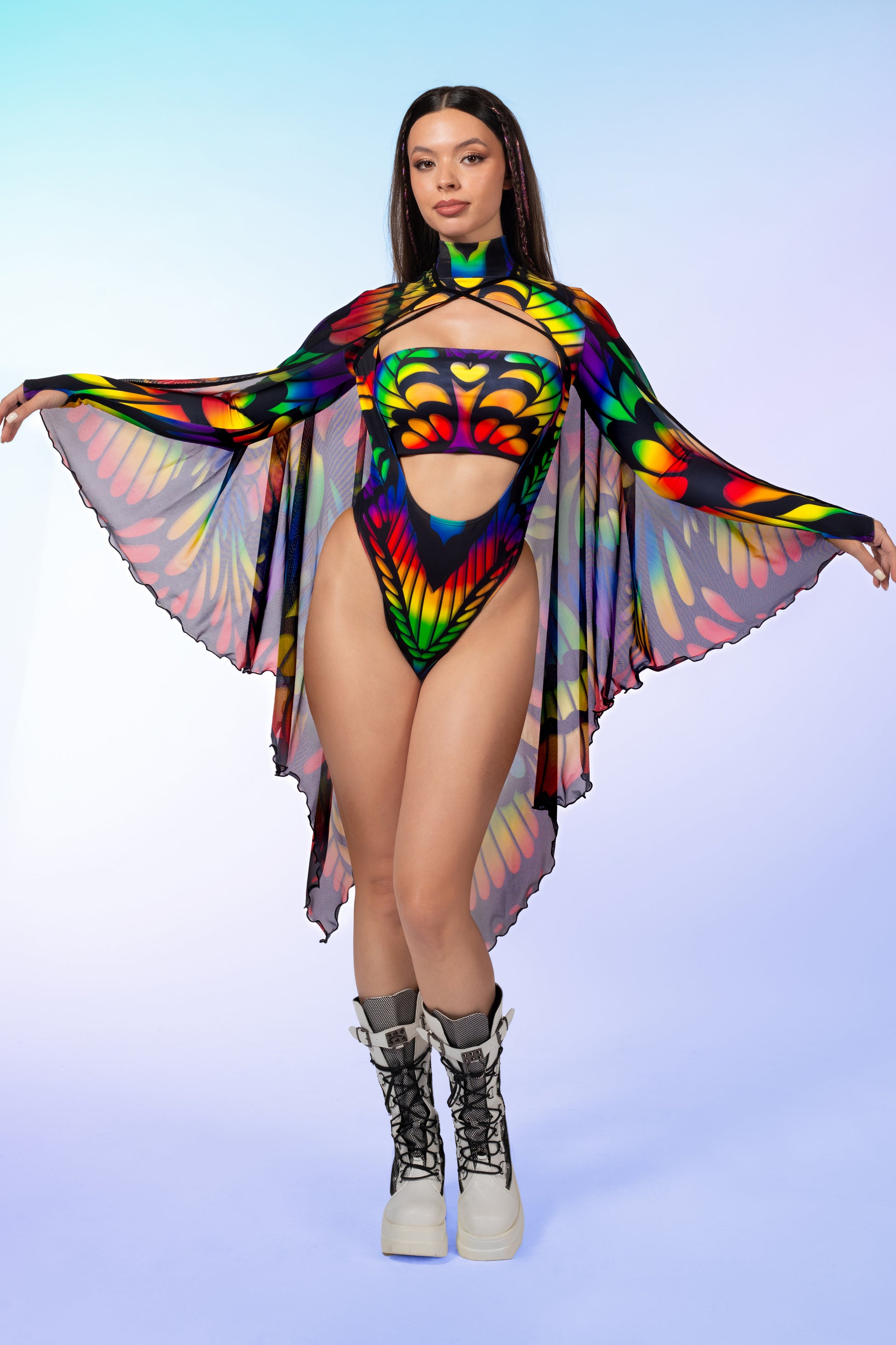 Rainbow Quiver Open-Heart Wings Set 1