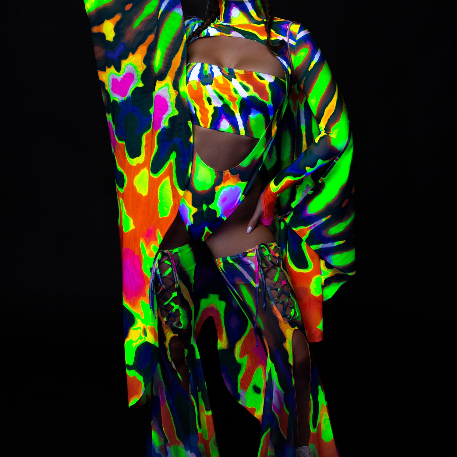 Fairy Spill your Soul Open-Heart Leotard Blue, Yellow