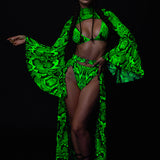 Poisonous Green Open Front Skirt