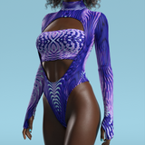 Agresly Purple Open-Heart Leotard