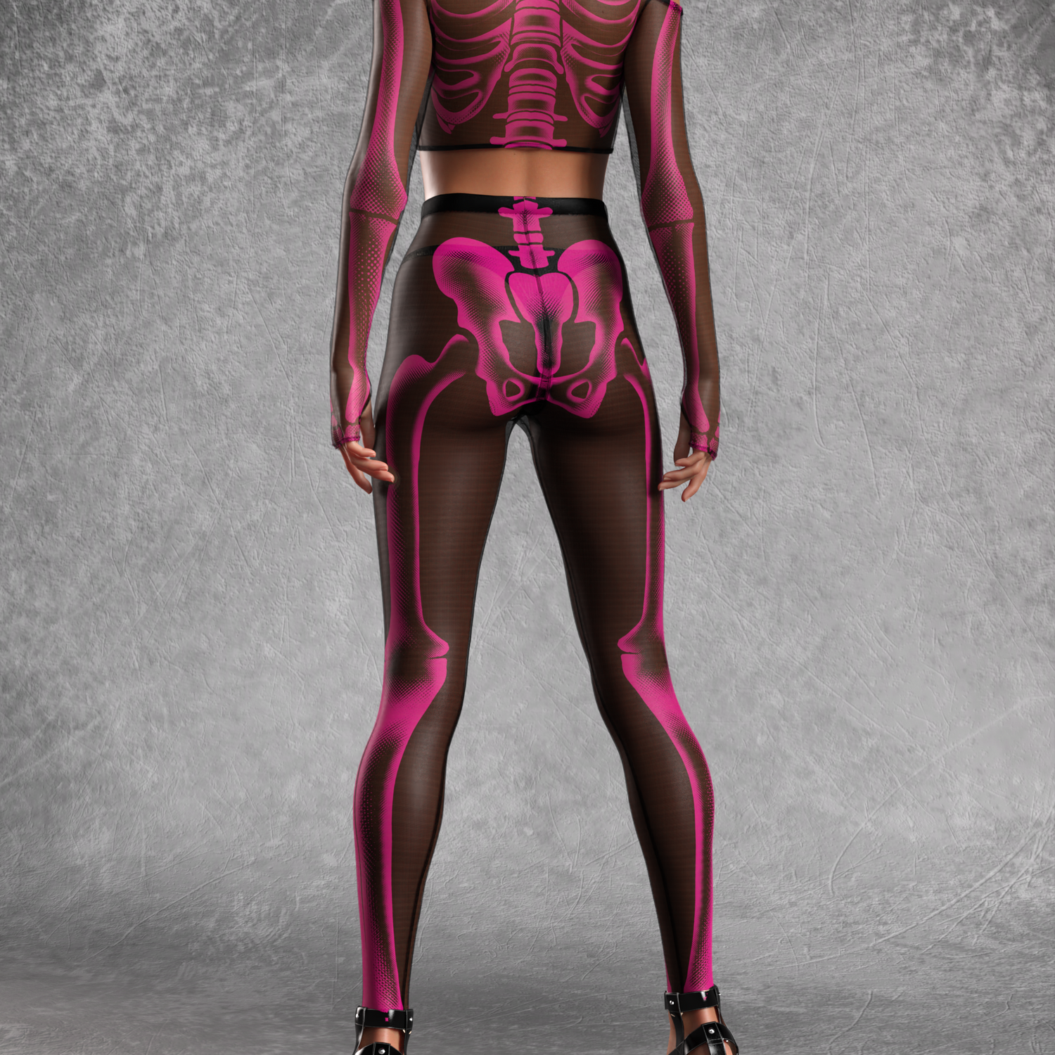 Halftone Skeleton Pink Mesh Top 6