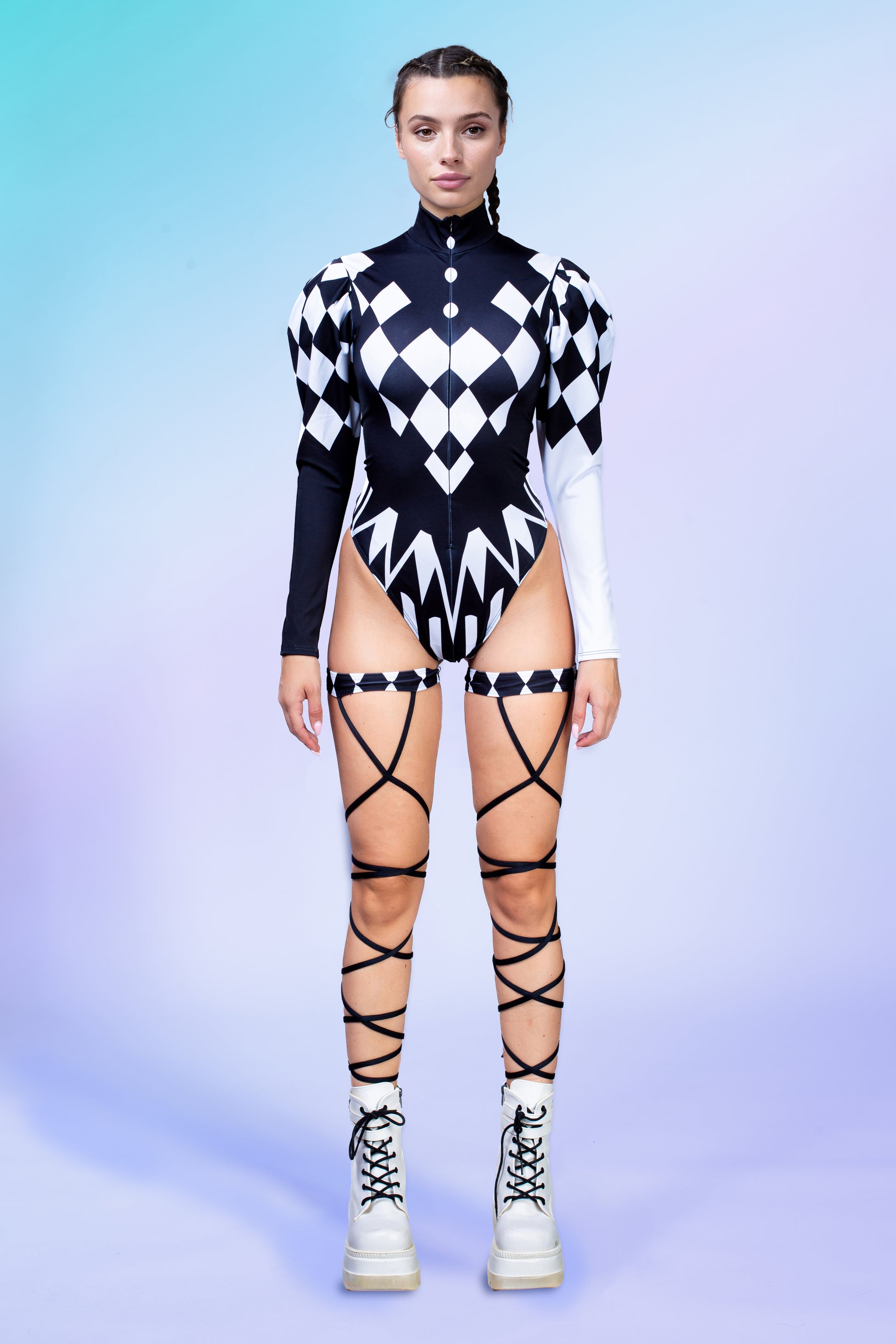 Dark Clown Buffon Sleeve Bodysuit 2