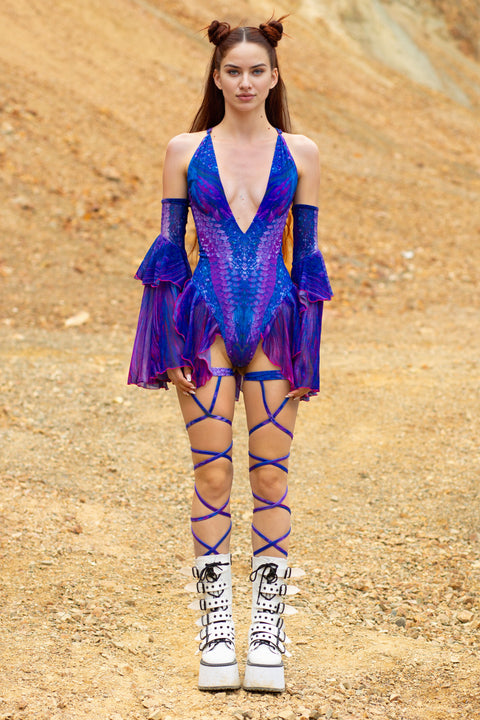 open lace back dress Hooded Rave Dress  Rave Circus