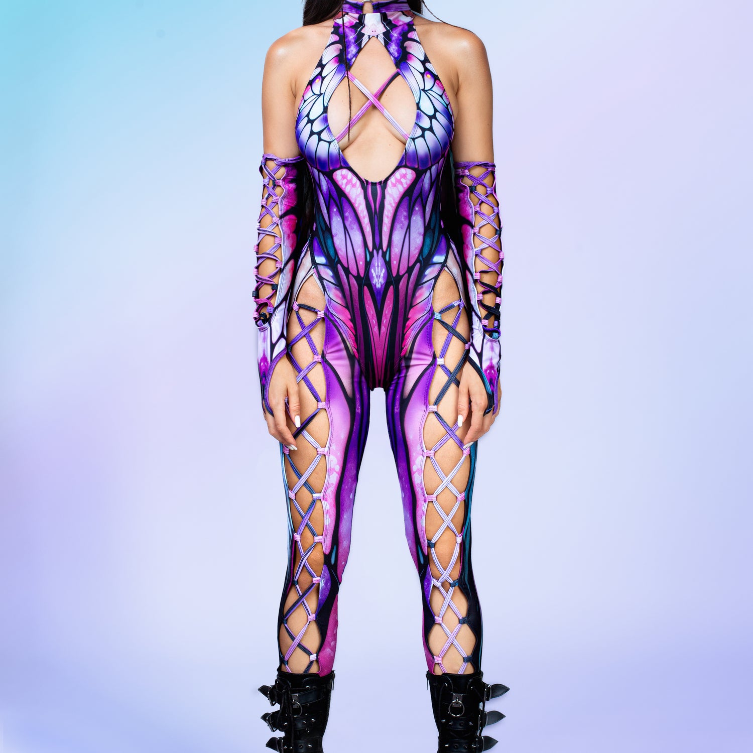 Fairy High Criss-Cross Jumpsuit Purple