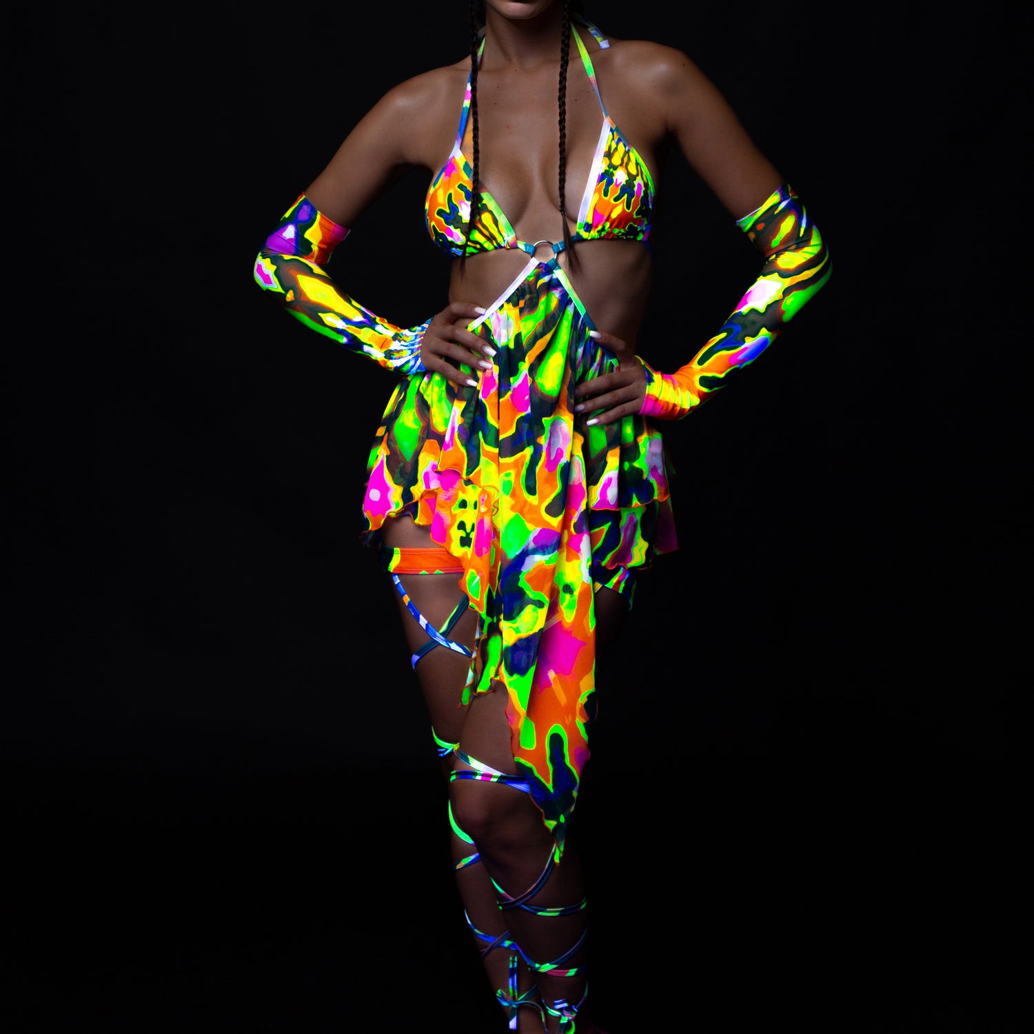 Spill your Soul Pixie Dress Green, Yellow