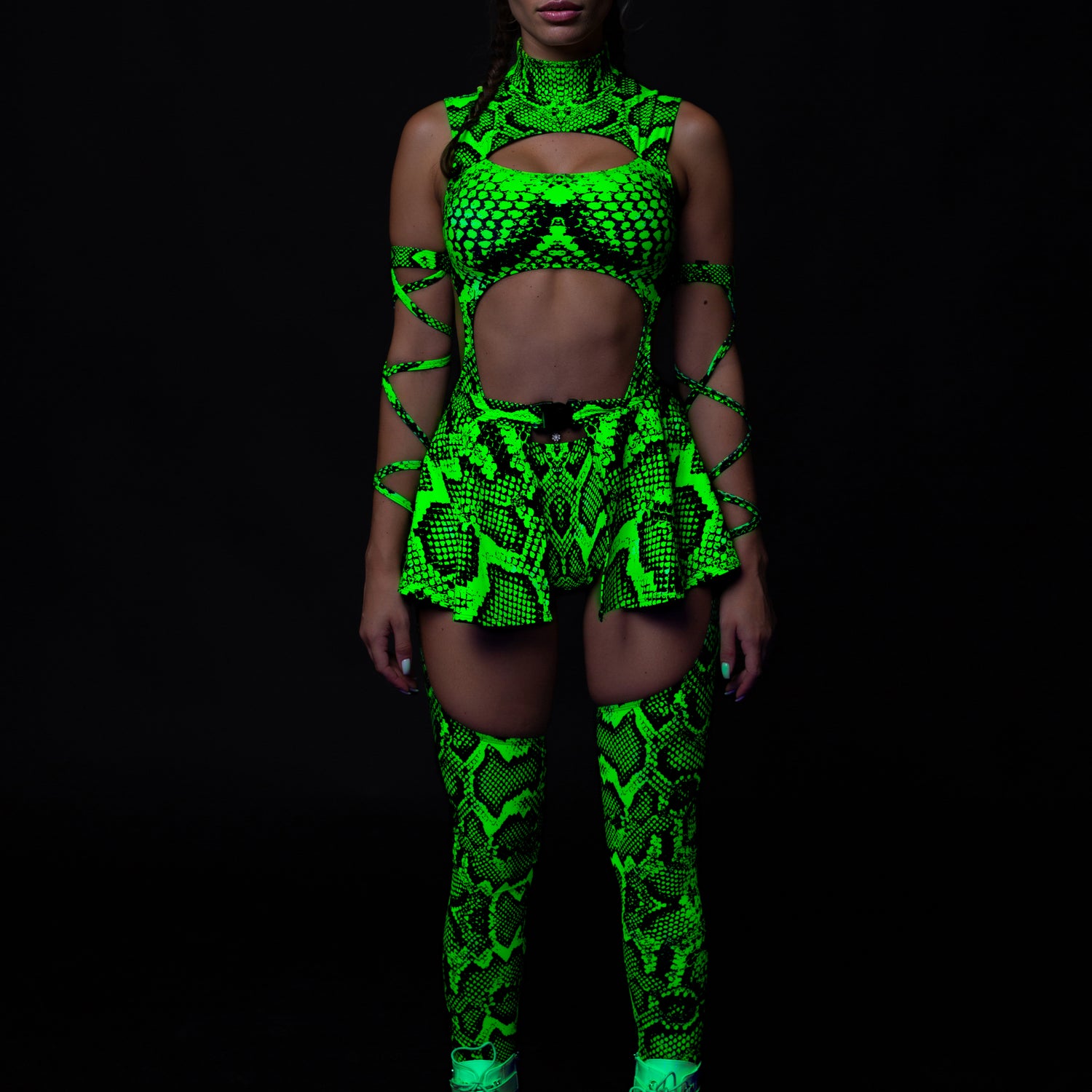 Poisonous Green Chaps Leotard Black, Pink