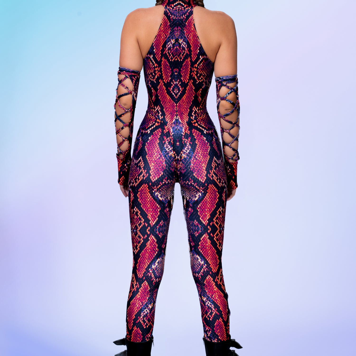Red MF Criss-Cross Jumpsuit Set Festival