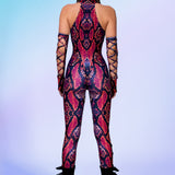 Red MF Criss-Cross Jumpsuit Set