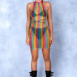 Vibe Stripes Mesh Mini Dress