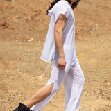 Just White Male Hooded Set