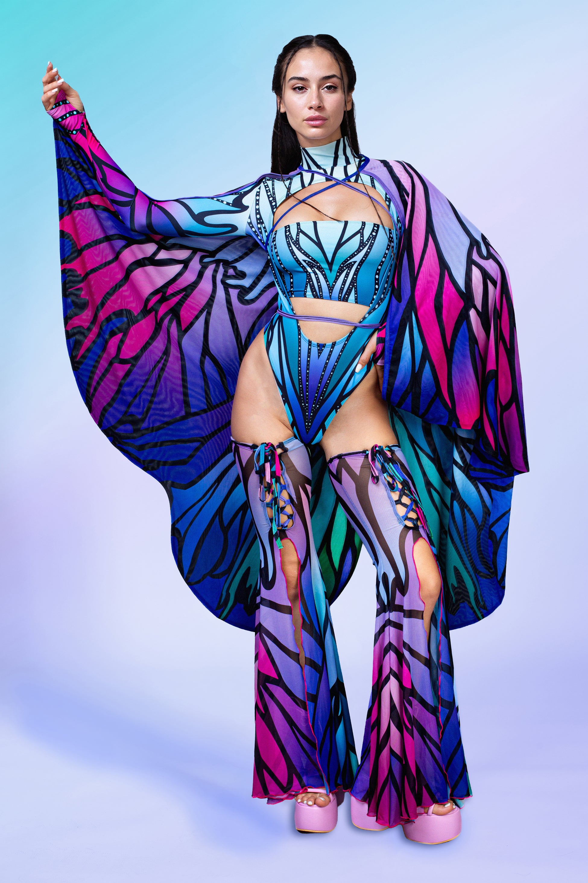 Azure Elemental Fairy Open-Heart Leotard 2