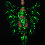 Cyber Birdsong Green Open-Heart Leotard